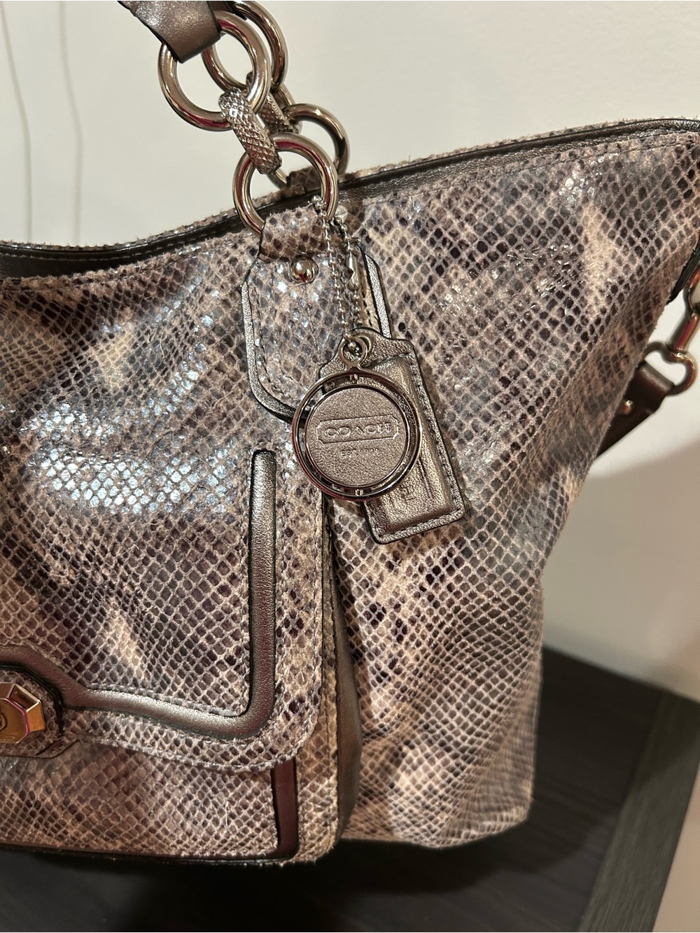 Coach Campbell Exotic Python Leather Izzy Fashion Satchel EUC - Picture 16 of 16